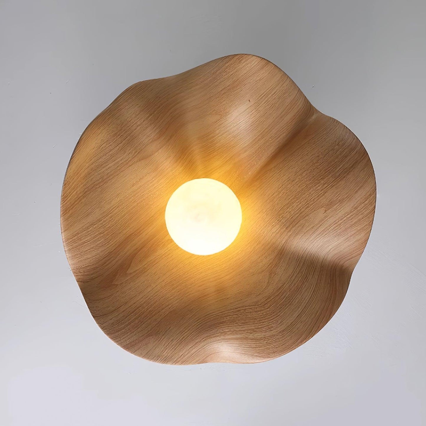 Wavy Wood Petal Ceiling Light With Globe Diffuser