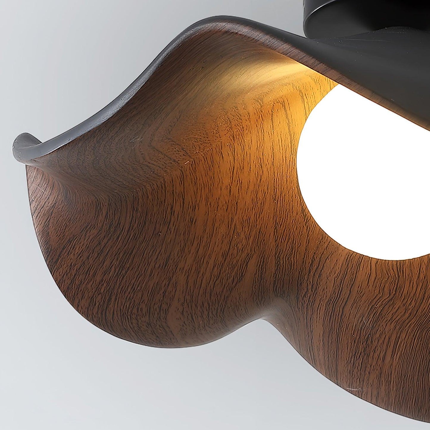 Wavy Wood Petal Ceiling Light With Globe Diffuser