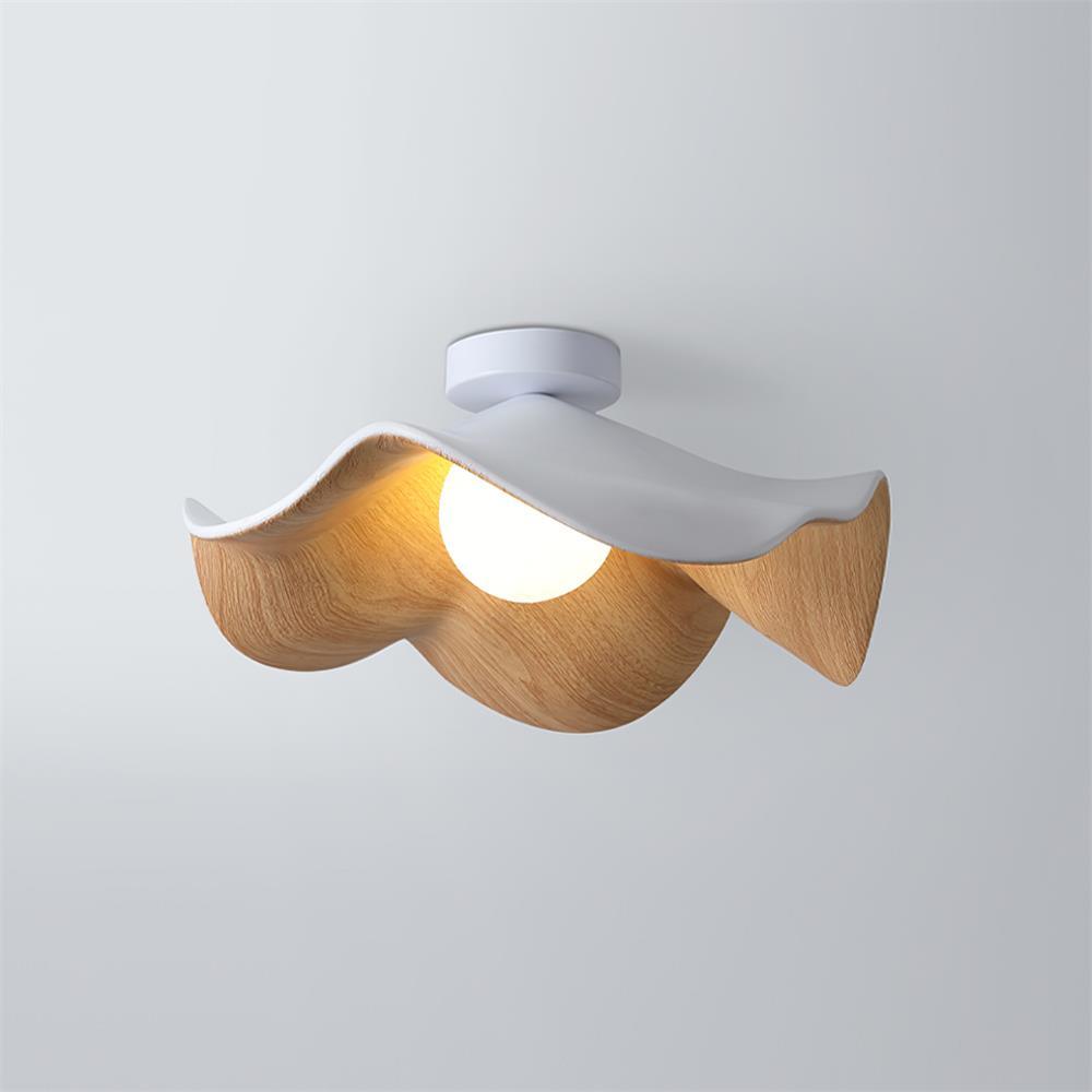 Wavy Wood Petal Ceiling Light With Globe Diffuser