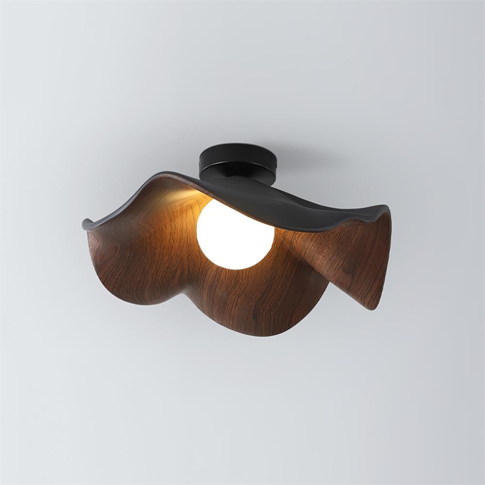 Wavy Wood Petal Ceiling Light With Globe Diffuser