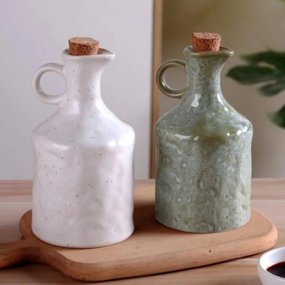 Oil Bottle with Stopper Lid 400 ml Covered Seasoning Dispenser