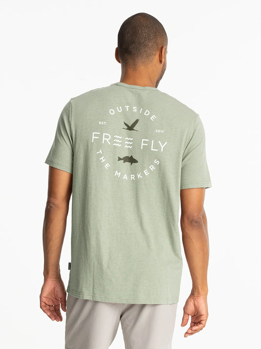 Channel Markers Pocket Tee - Heather Desert Sage