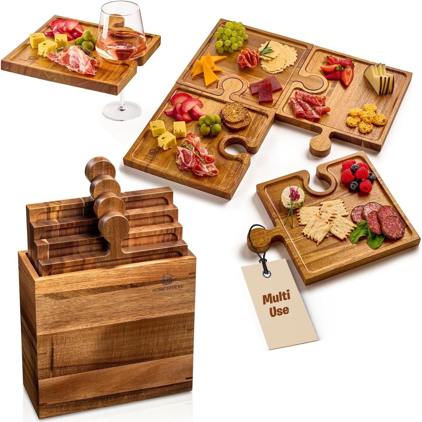 Charcuterie Board Set Interlocking Serving Trays