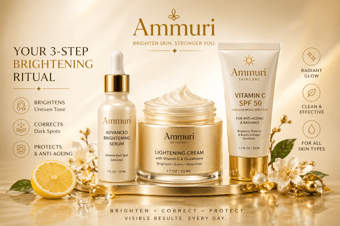 Ammuri Dark Spot Corrector Skincare Package – Brightening Trio