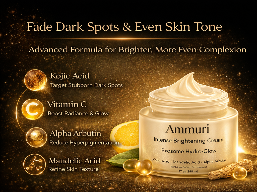 Ammuri Brightening Set – Kojic Acid Serum, Exosome Cream & SPF 50 | Dark Spot Care