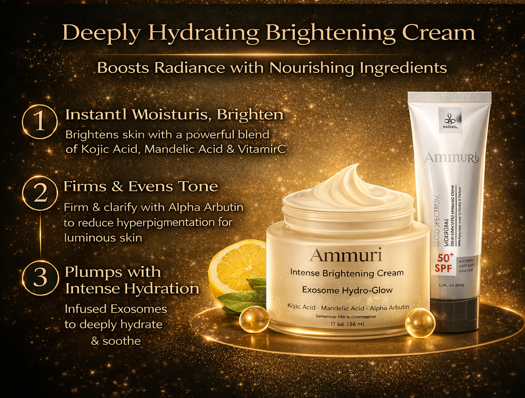Ammuri Brightening Set – Kojic Acid Serum, Exosome Cream & SPF 50 | Dark Spot Care