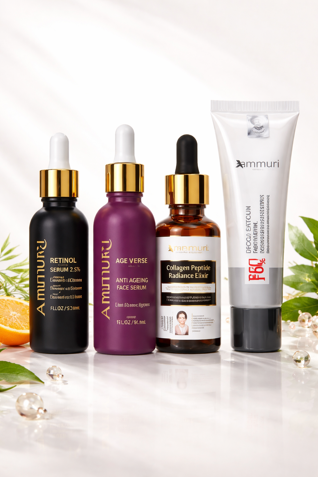 Ammuri Anti Ageing Set Retinol Collagen Serum + SPF 50 Cream Wrinkle Repair Glow