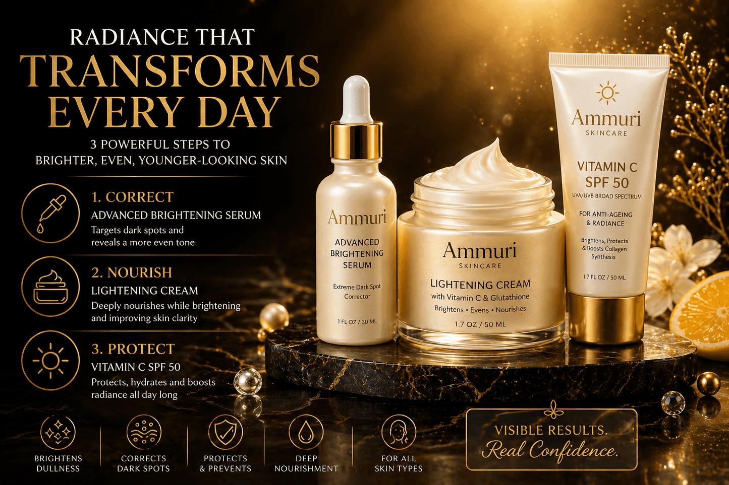 Ammuri Dark Spot Corrector Skincare Package – Brightening Trio