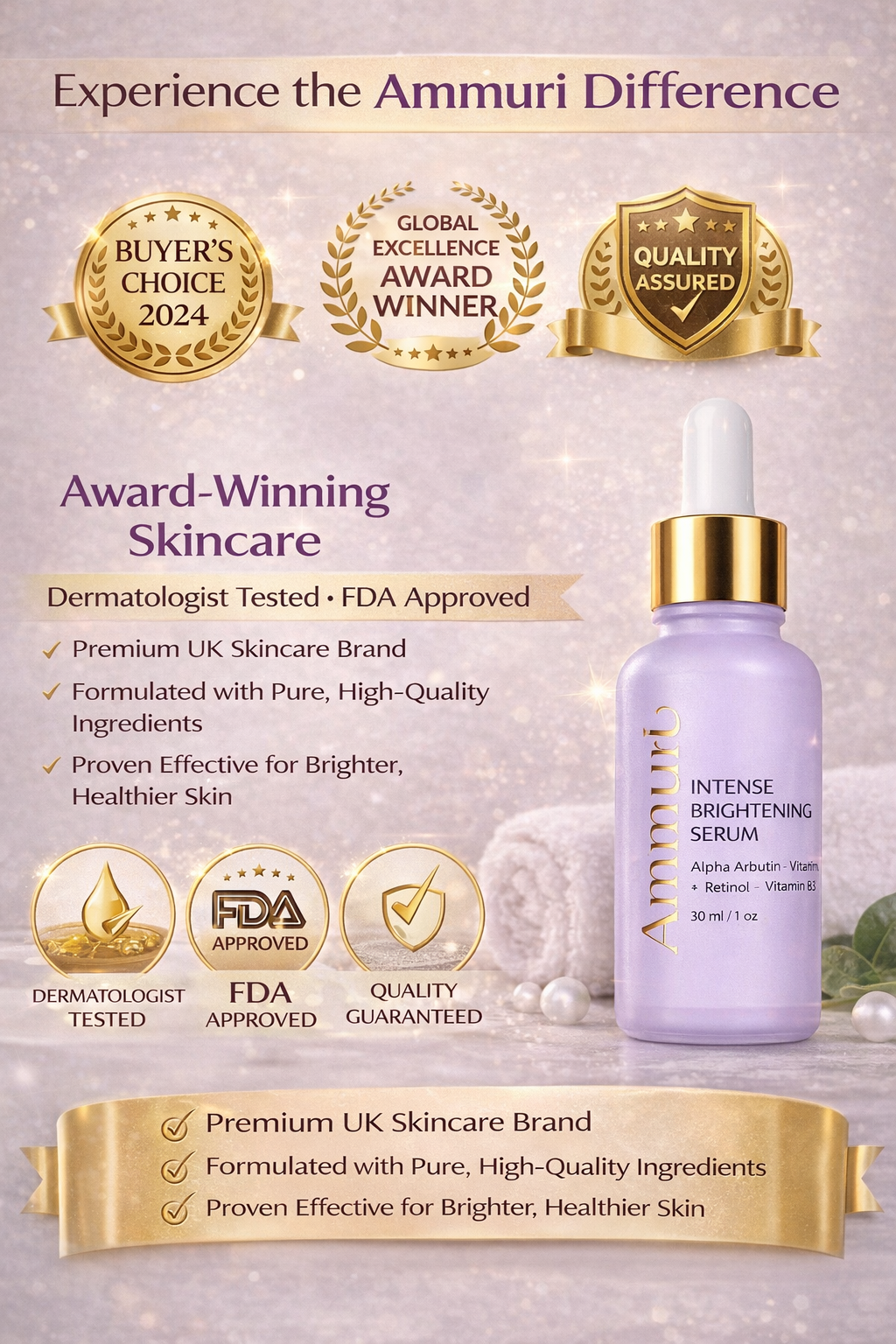 Ammuri Intense Skin Brightening Serum – Dark Spot & Radiance Treatment 30ml