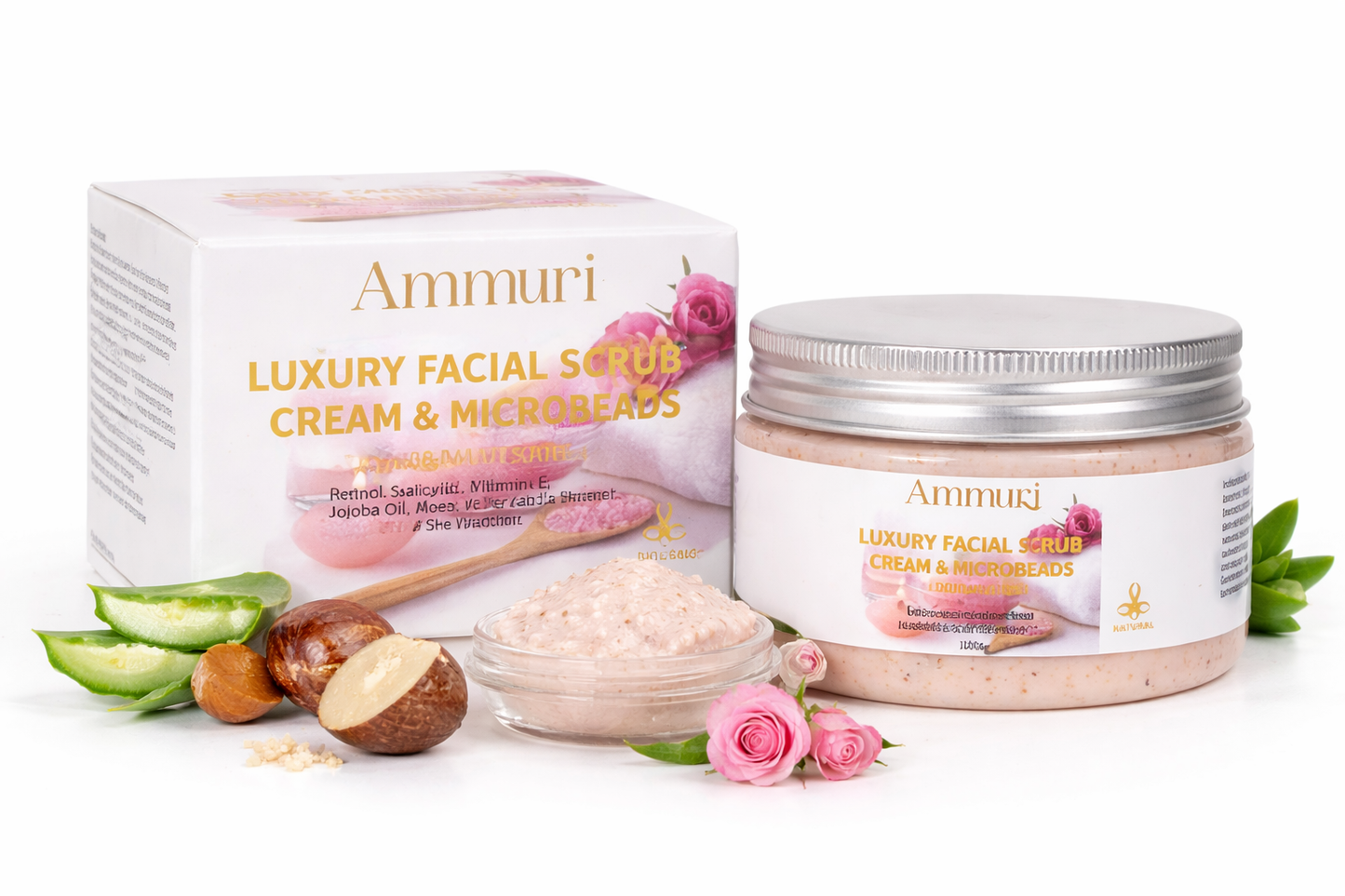 Ammuri Rose Retinol Facial Scrub – Exfoliate, Renew & Glow | Radiant Skin