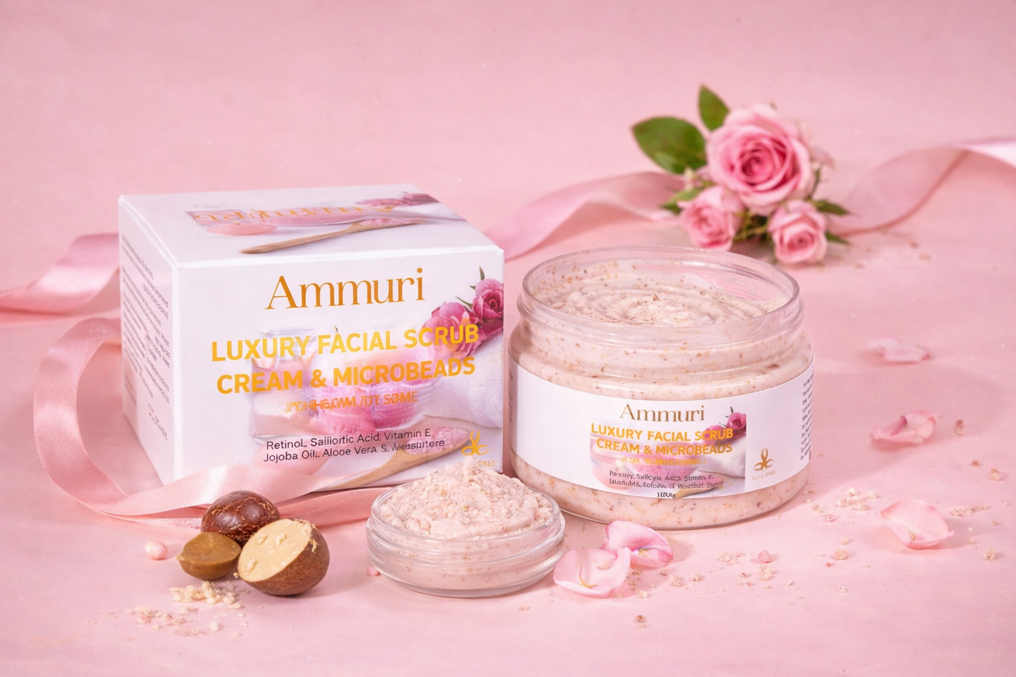 Ammuri Rose Retinol Facial Scrub – Exfoliate, Renew & Glow | Radiant Skin