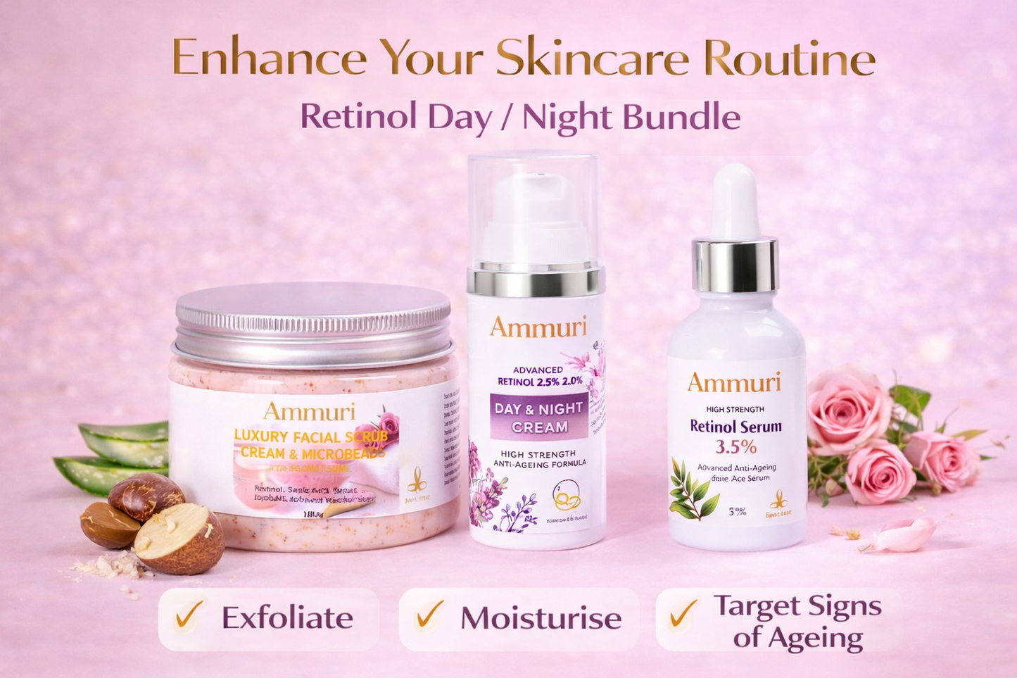 Ammuri Rose Retinol Facial Scrub – Exfoliate, Renew & Glow | Radiant Skin