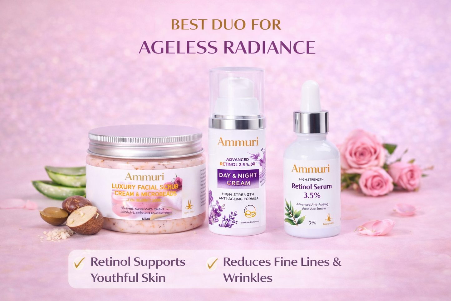 Ammuri Rose Retinol Facial Scrub – Exfoliate, Renew & Glow | Radiant Skin