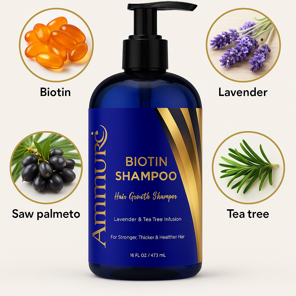 Ammuri Biotin Shampoo – DHT Blocker for Thicker Hair | Set of 2 x 473ml