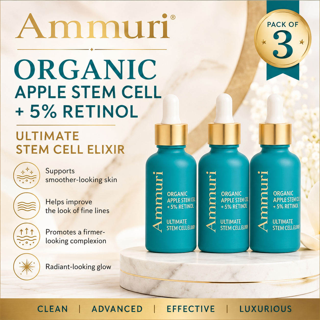 Ammuri Advanced Retinol Serum 5% with Plant Stem Cell — Pack of 3