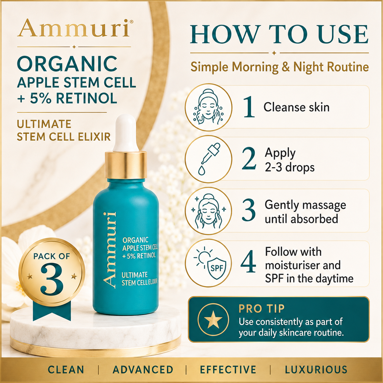 Ammuri Advanced Retinol Serum 5% with Plant Stem Cell — Pack of 3