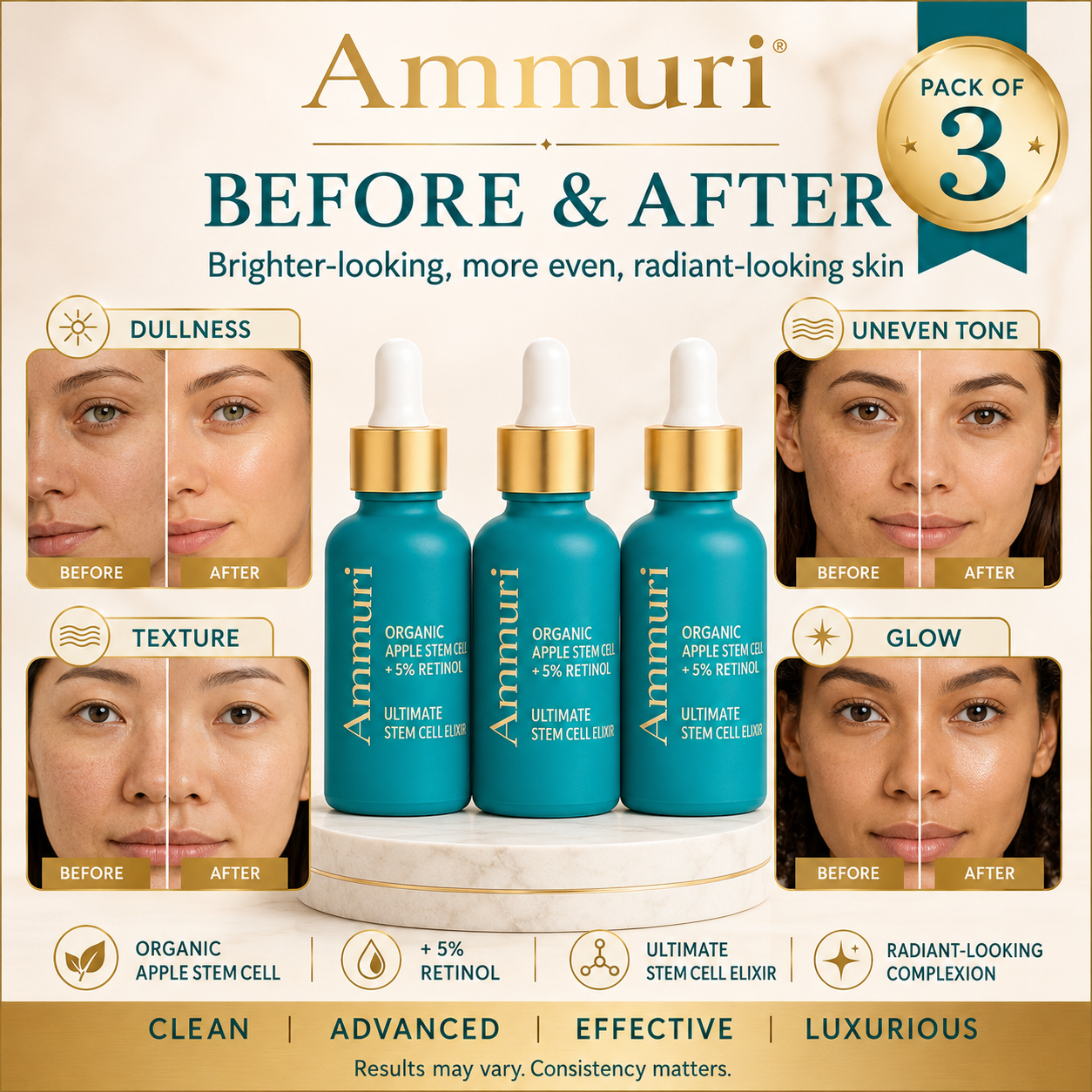 Ammuri Advanced Retinol Serum 5% with Plant Stem Cell — Pack of 3