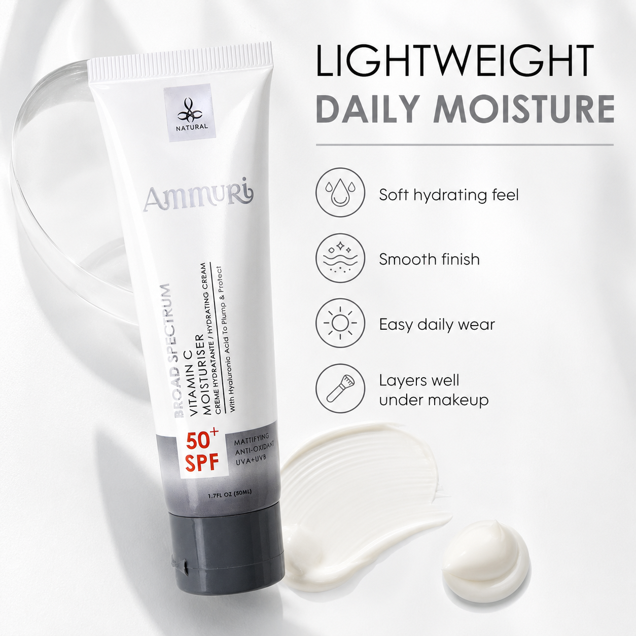 Ammuri Vitamin C Day Cream SPF50 - Brightening Moisturizer Sun Protection