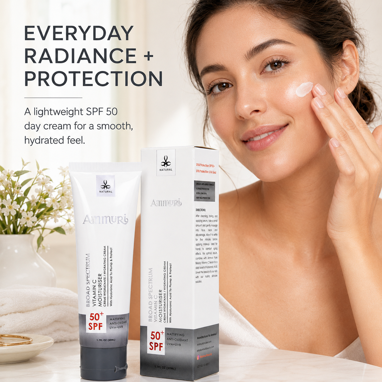 Ammuri Vitamin C Day Cream SPF50 - Brightening Moisturizer Sun Protection