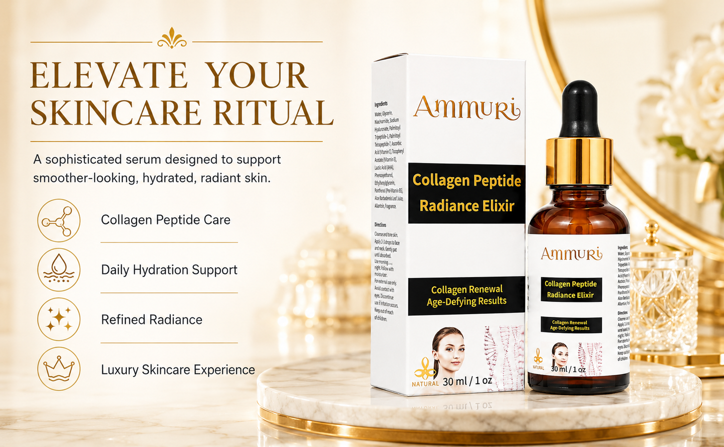 Ammuri Collagen Peptide Radiance Elixir – Advanced Anti-Ageing Serum 30ml