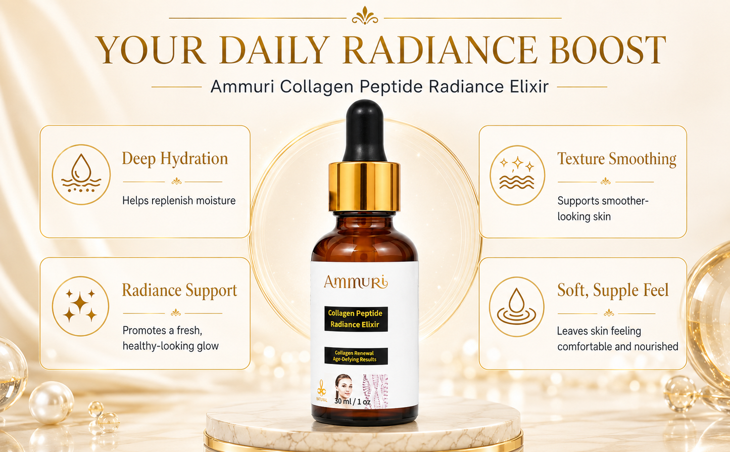 Ammuri Collagen Peptide Radiance Elixir – Advanced Anti-Ageing Serum 30ml
