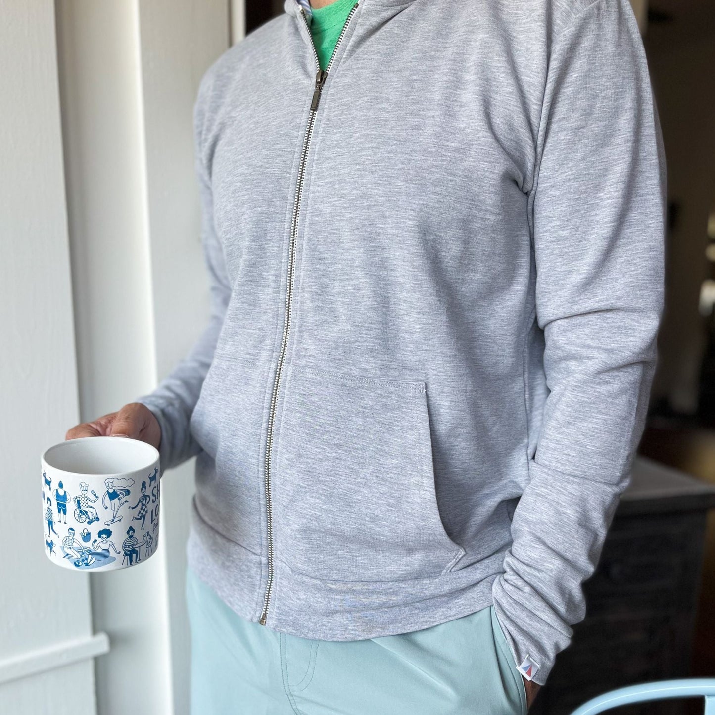 Nantucket Full Zip Deckhand Hoodie - Athletic Grey