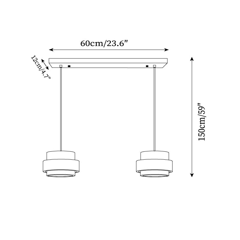 Travertine And Wood Drum Pendant Lights With Downlight