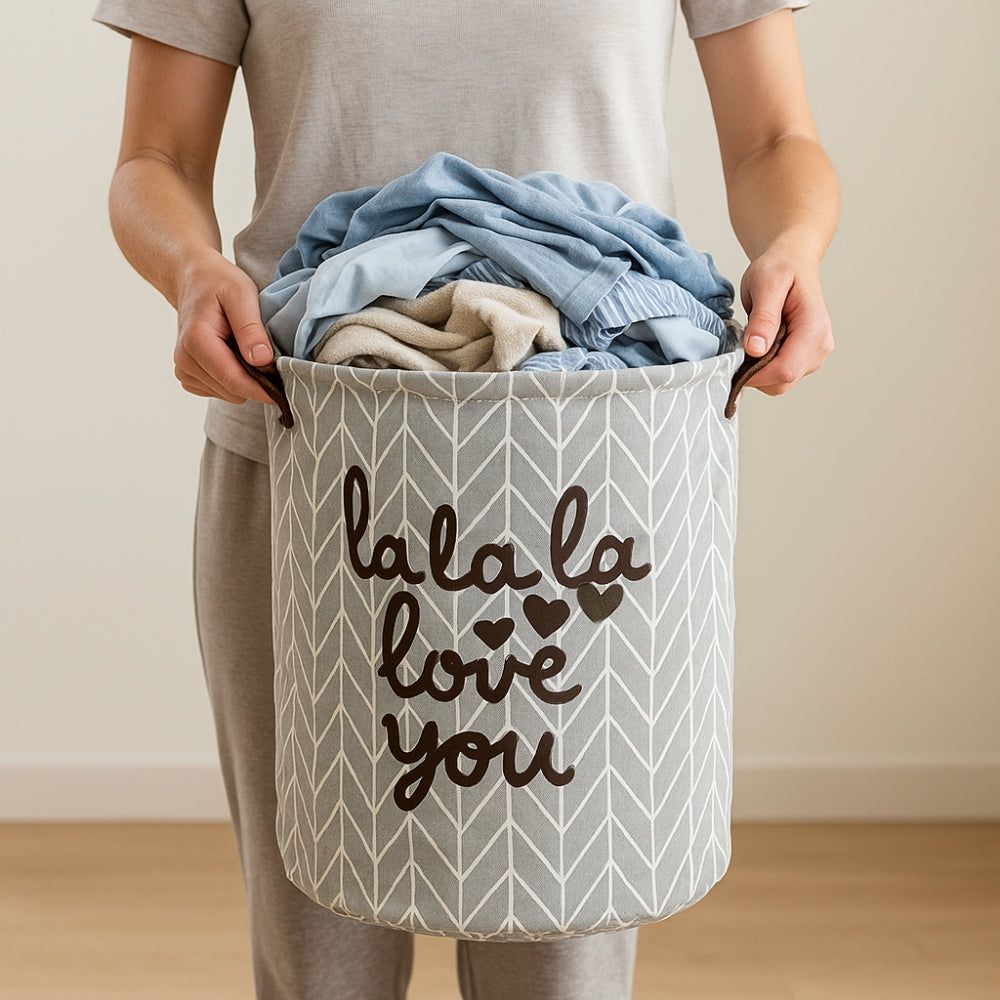 Laundry Basket Foldable Round Storage Bin with Handles