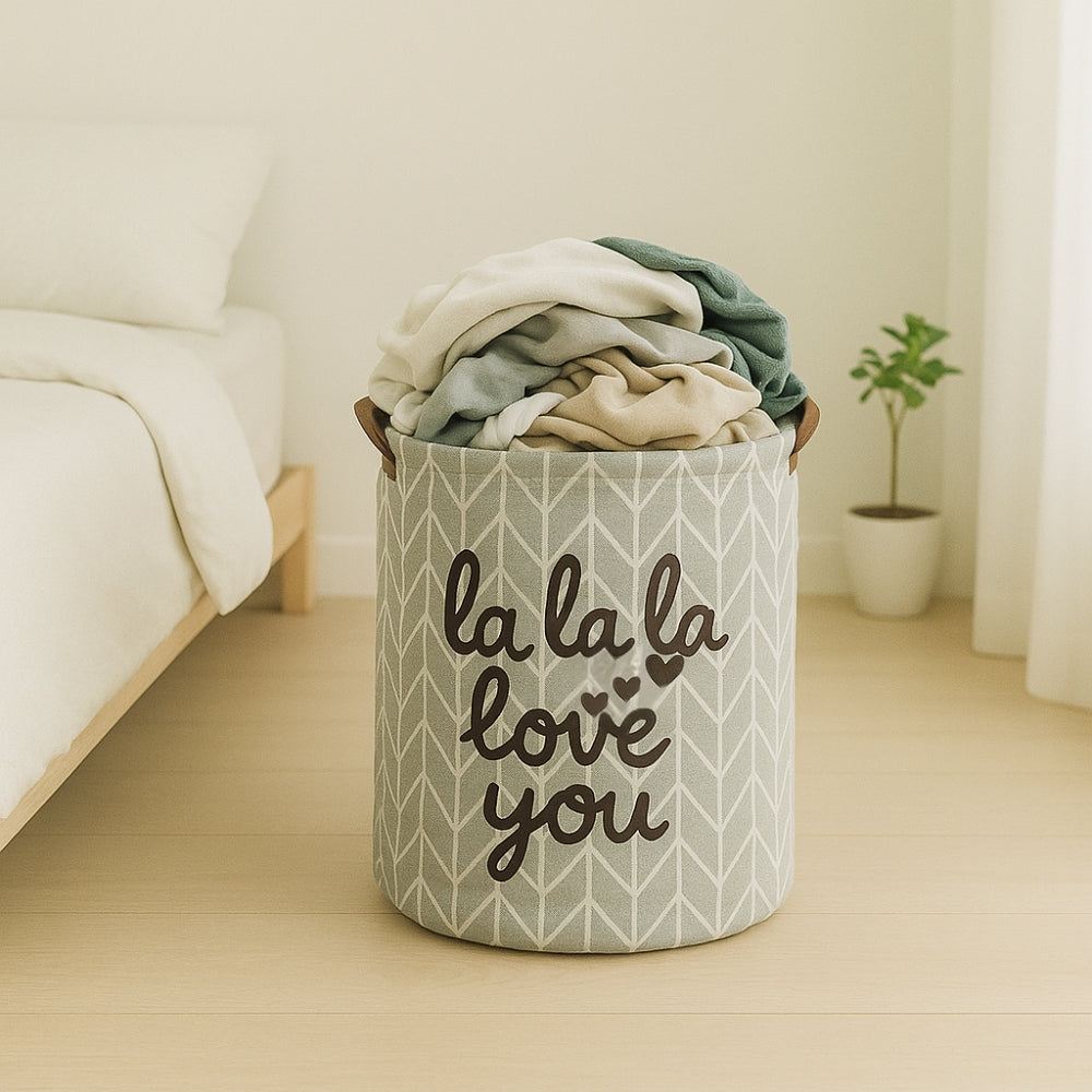 Laundry Basket Foldable Round Storage Bin with Handles