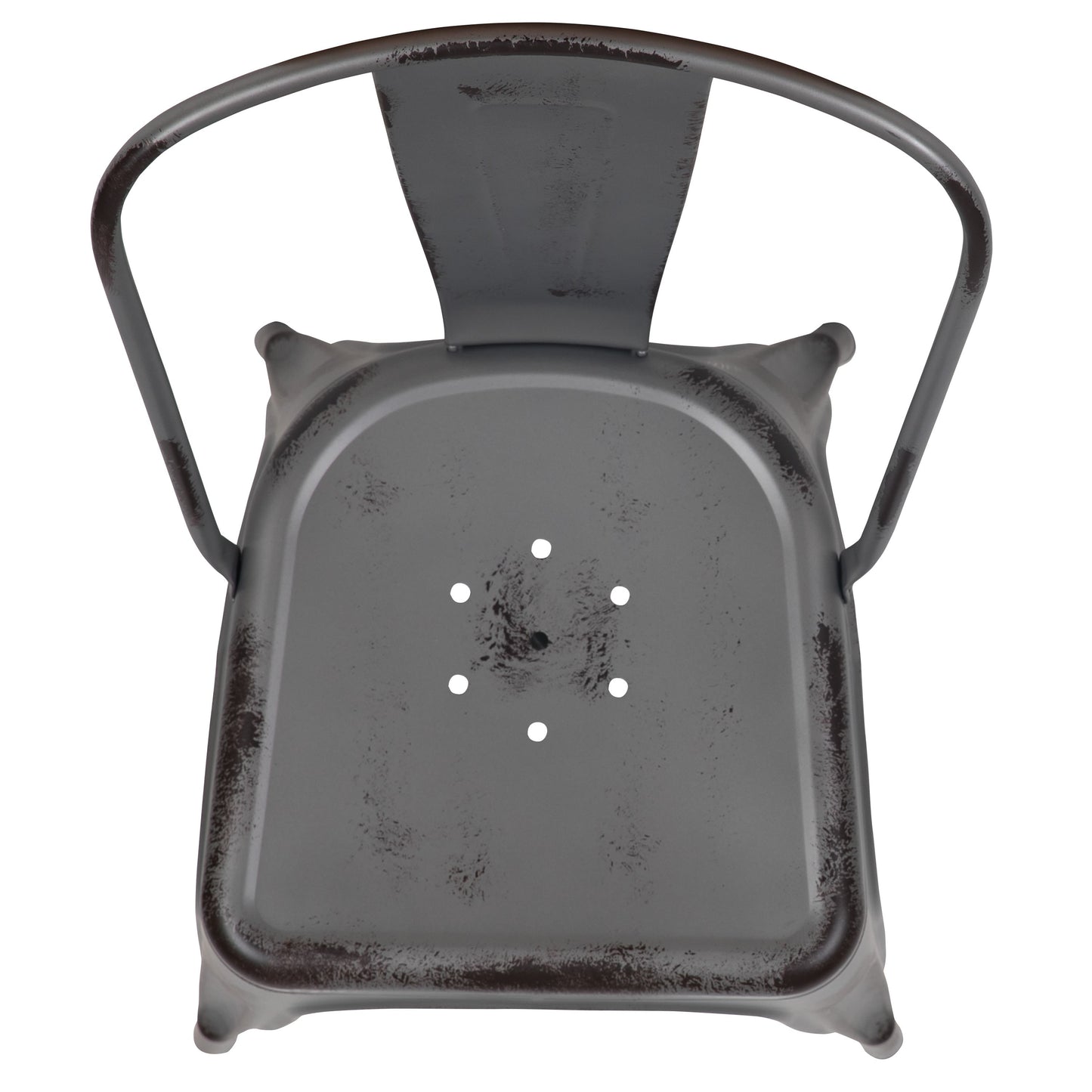 Commercial Grade Distressed Metal Indoor-Outdoor Stackable Chair