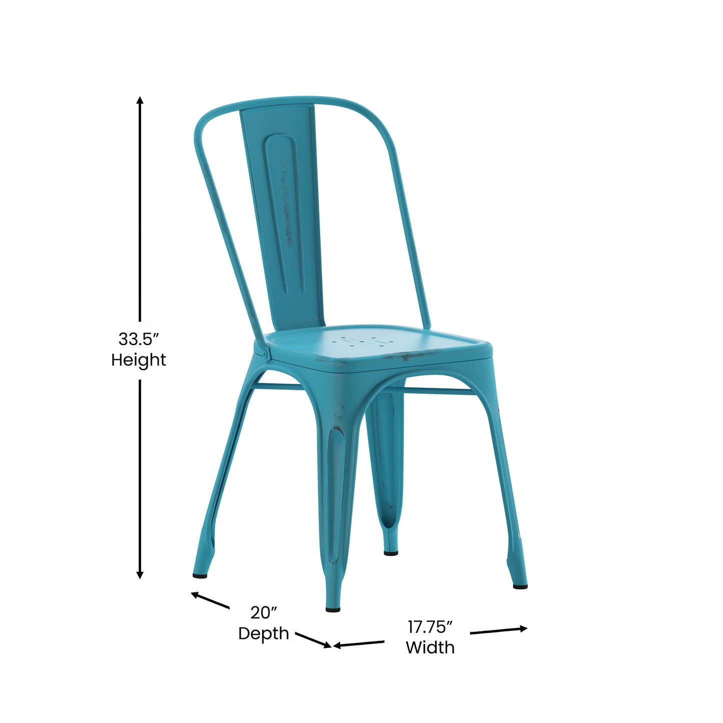 Commercial Grade Distressed Metal Indoor-Outdoor Stackable Chair