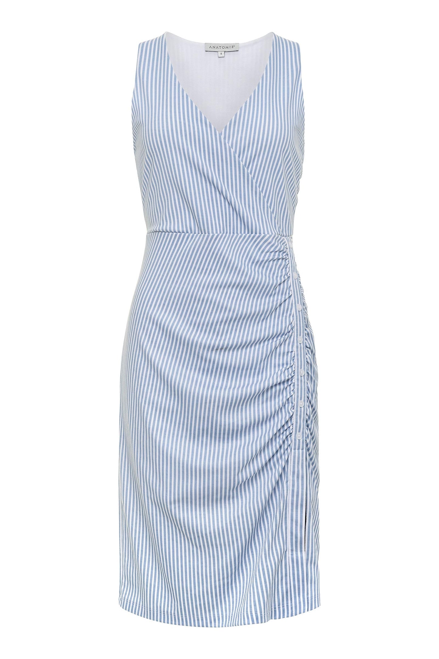 Corinna Striped Wrap Midi Dress