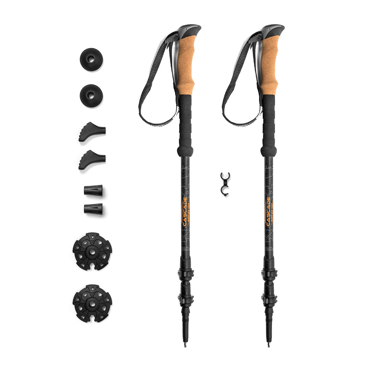 Carbon Fiber Quick Lock Pole Middle Section Replacement: Matte Black - Orange Logo