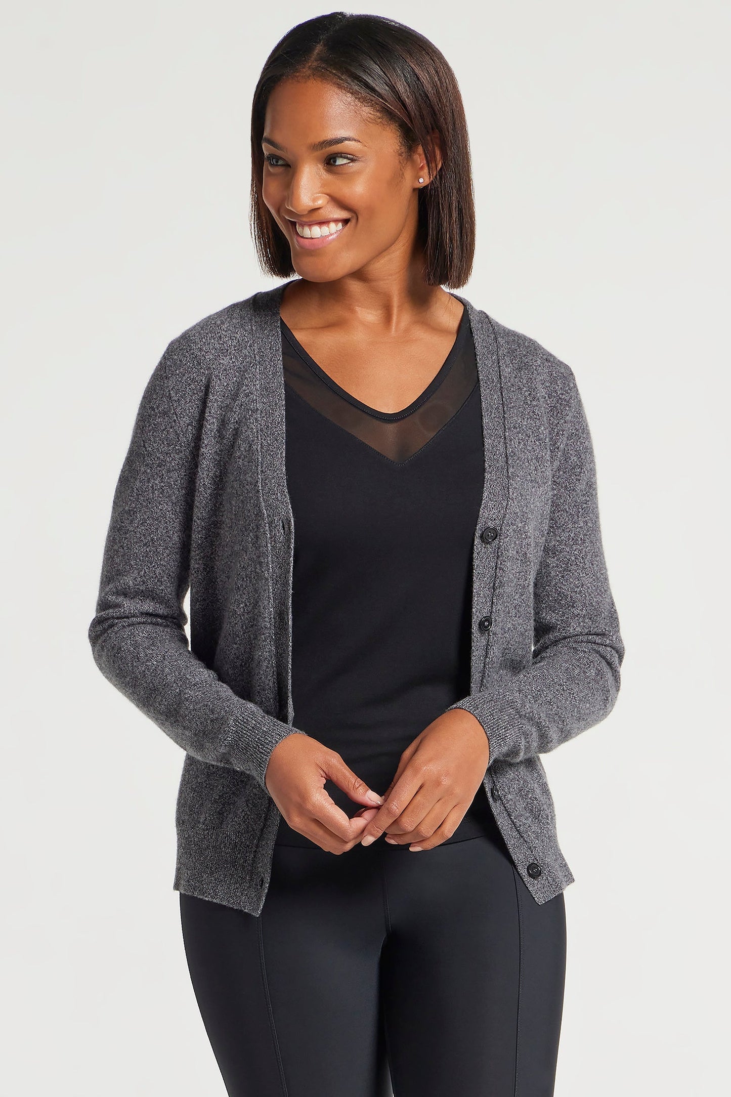 Missy Cashmere Cardigan in Charcoal
