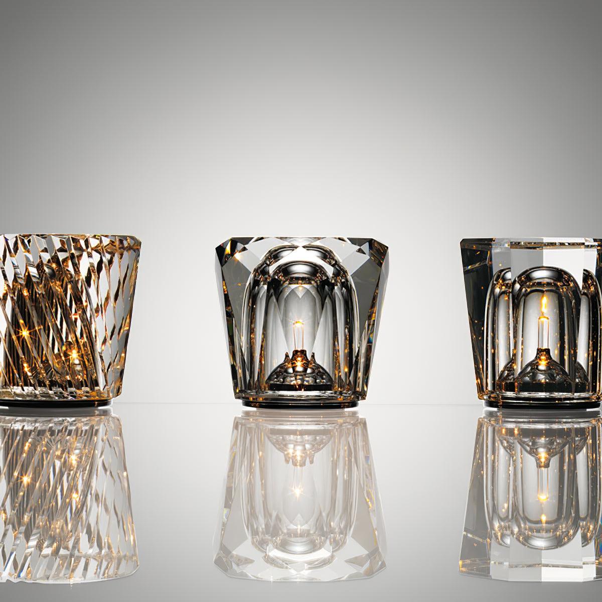 Diamond-Cut Crystal Table Lamp With Faceted Prism Shade
