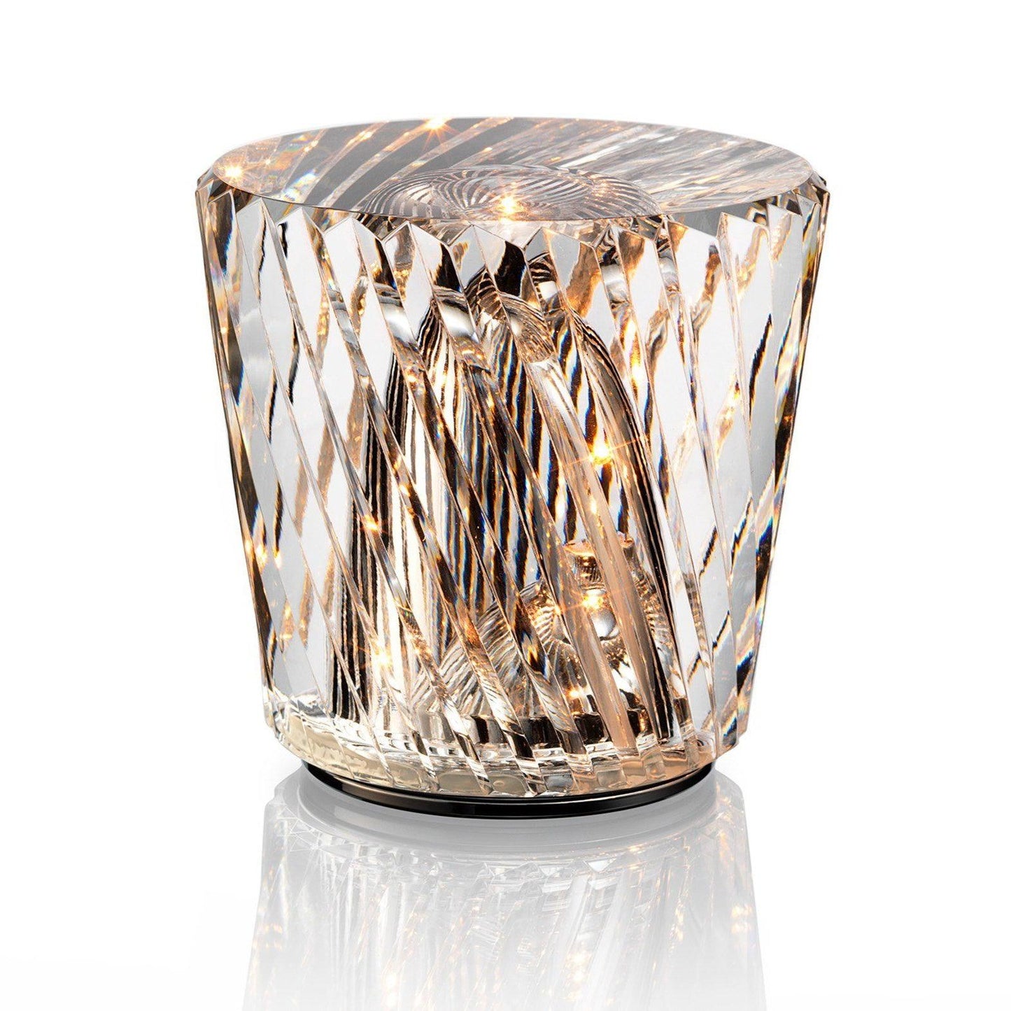 Diamond-Cut Crystal Table Lamp With Faceted Prism Shade