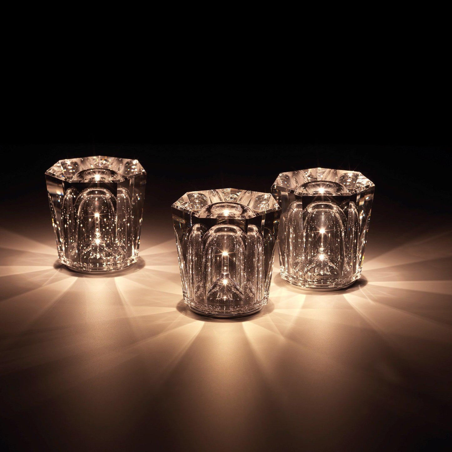 Diamond-Cut Crystal Table Lamp With Faceted Prism Shade