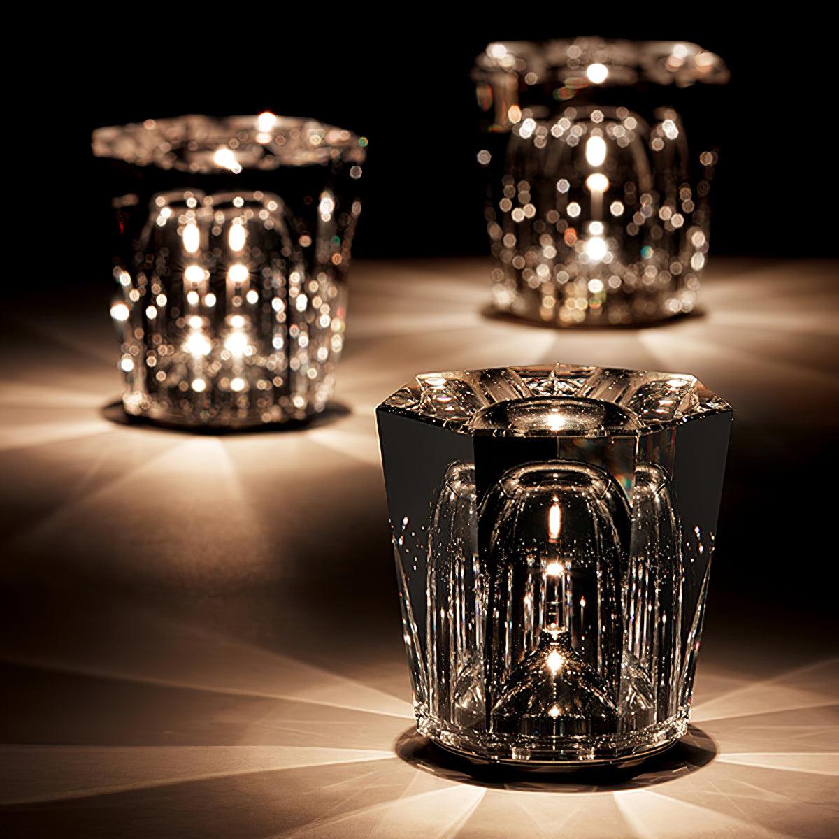 Diamond-Cut Crystal Table Lamp With Faceted Prism Shade