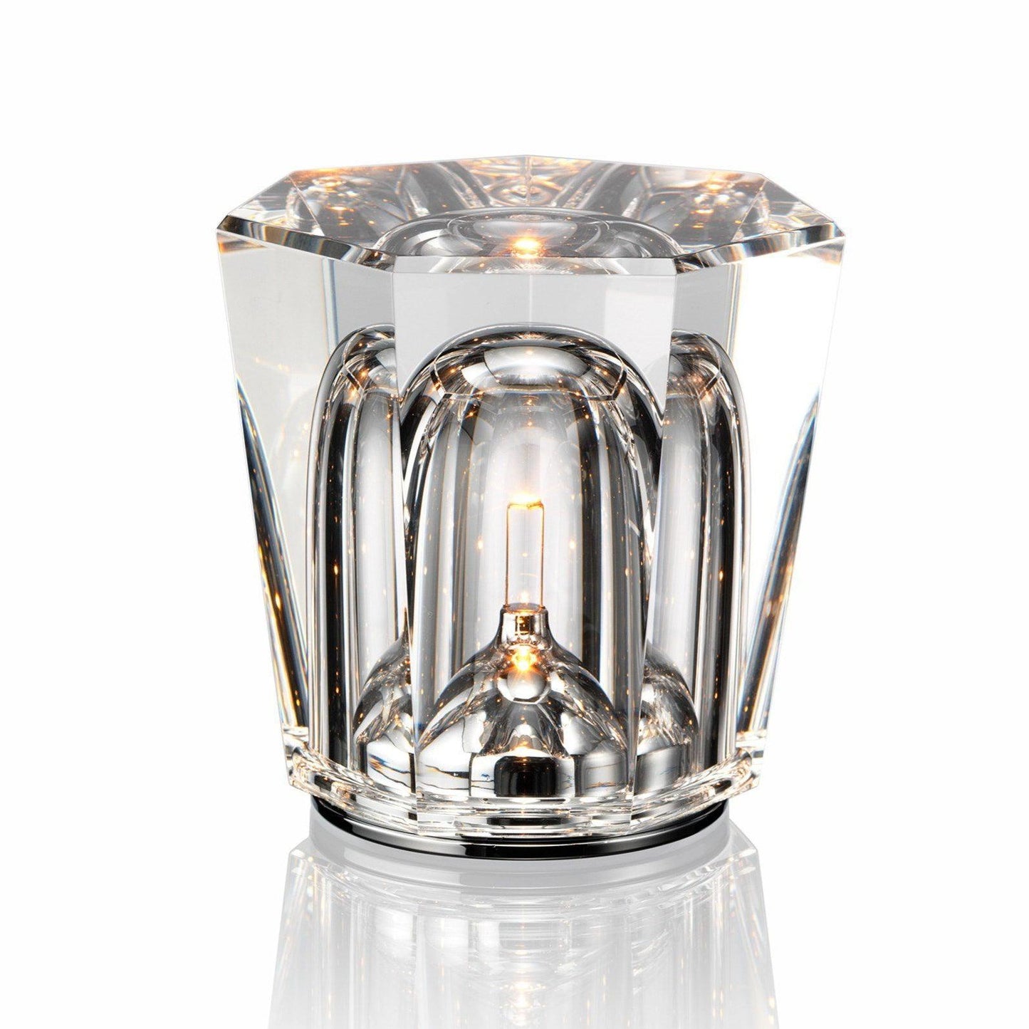 Diamond-Cut Crystal Table Lamp With Faceted Prism Shade