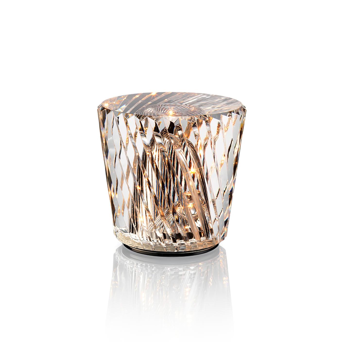 Diamond-Cut Crystal Table Lamp With Faceted Prism Shade