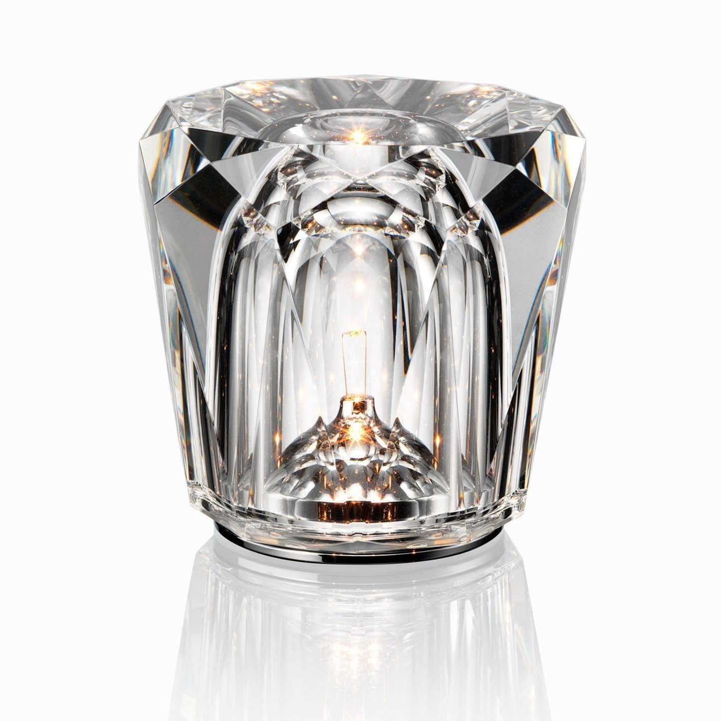 Diamond-Cut Crystal Table Lamp With Faceted Prism Shade