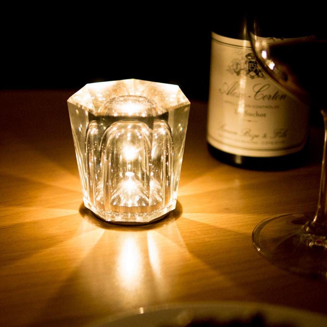 Diamond-Cut Crystal Table Lamp With Faceted Prism Shade