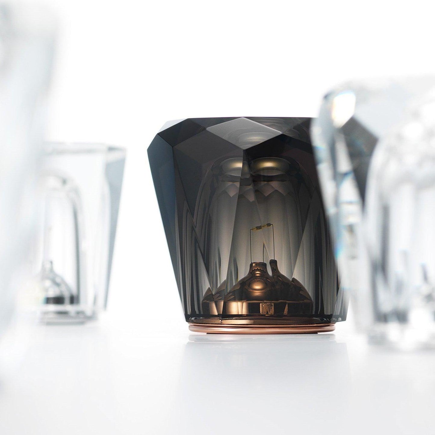 Diamond-Cut Crystal Table Lamp With Faceted Prism Shade