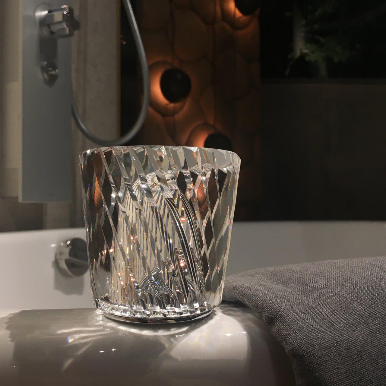 Diamond-Cut Crystal Table Lamp With Faceted Prism Shade