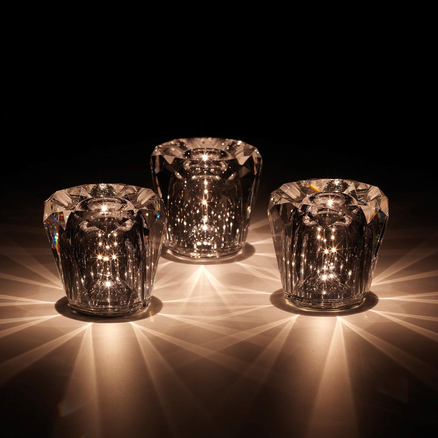Diamond-Cut Crystal Table Lamp With Faceted Prism Shade