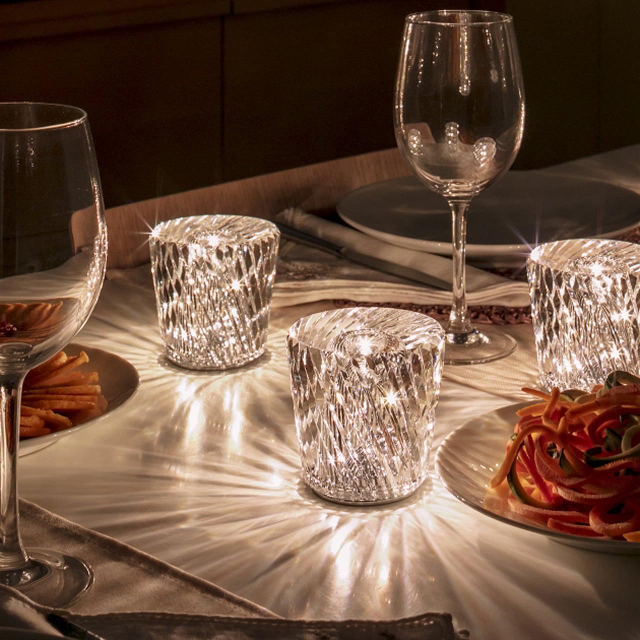 Diamond-Cut Crystal Table Lamp With Faceted Prism Shade