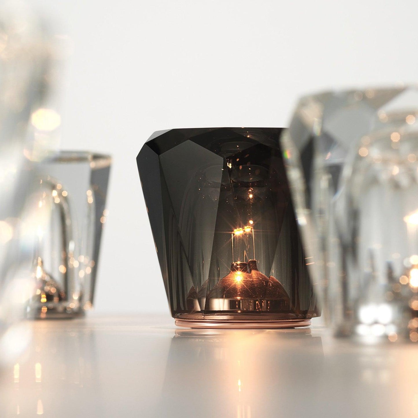 Diamond-Cut Crystal Table Lamp With Faceted Prism Shade
