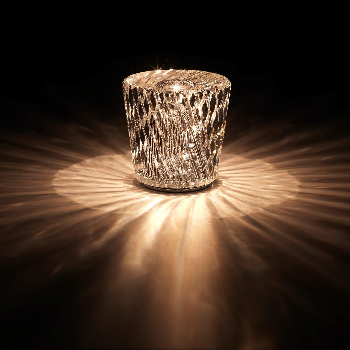 Diamond-Cut Crystal Table Lamp With Faceted Prism Shade