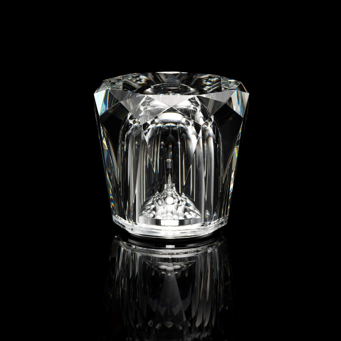 Diamond-Cut Crystal Table Lamp With Faceted Prism Shade