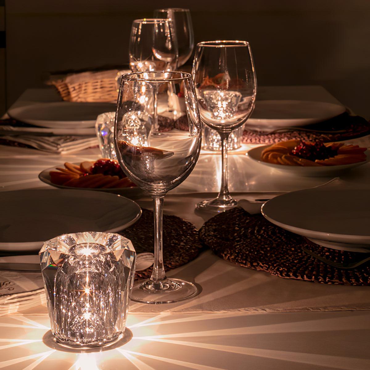 Diamond-Cut Crystal Table Lamp With Faceted Prism Shade